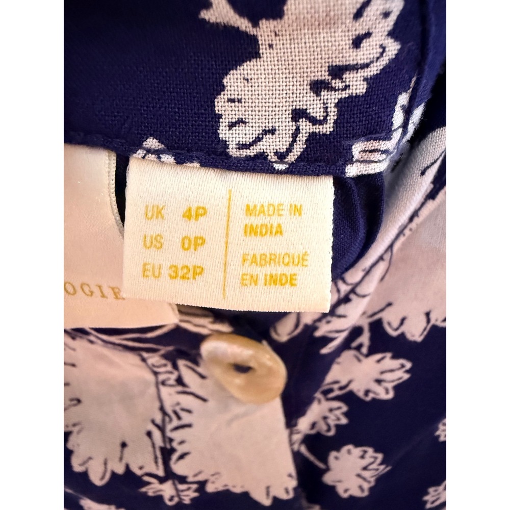 Maeve Anthropologie Navy Blue Floral Button Front Midi Dress Strappy Back 0P - Picture 3 of 10